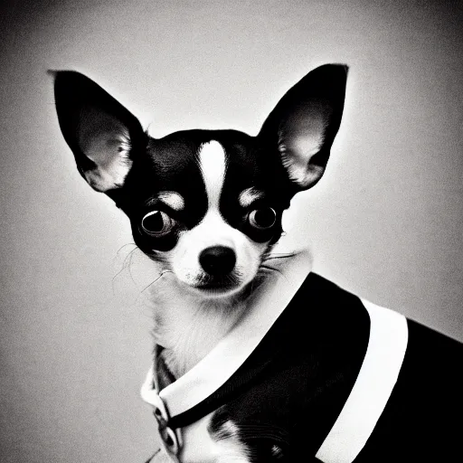 Image similar to chihuahua in the navy black and white photo vintage