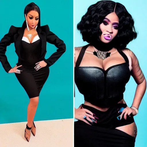 Image similar to a full body image of a hybrid between cardi b and nicki minaj