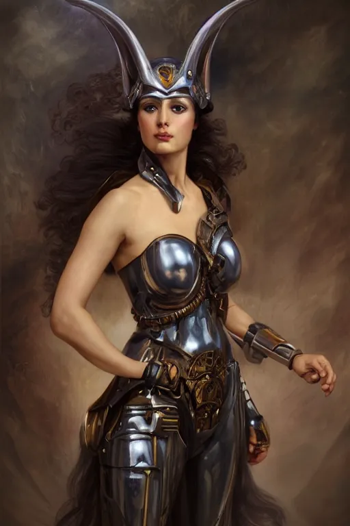 Image similar to Mystical Valkyrie, Regal, Realistic, Refined, full portrait of a beautiful female Cyborg Alien Anubis warrior, Detailed Digital Art, Oil Painting, François Boucher, William-Adolphe Bouguereau, Art Frahm, Steampunk, Walt Disney (1937), WLOP, Rossdraws, frank frazetta, dynamic lighting, daily deviation, very very very very very beautiful, character illustration by Maurice Sendak, Jean Giraud, trending on artstation, Highly Detailed, Cinematic Lighting, Unreal Engine, 8k, HD