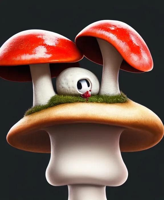 Prompt: cute anthropomorphic mushroom by charlie bowater and anna dittmann and artgerm and clemens ascher, portrait, intricate, elegant, product shot, macro, symmetrical face, highly detailed, dramatic lighting, sharp focus, octane render, trending on artstation, artstationhd, artstationhq, unreal engine, 4 k, 8 k