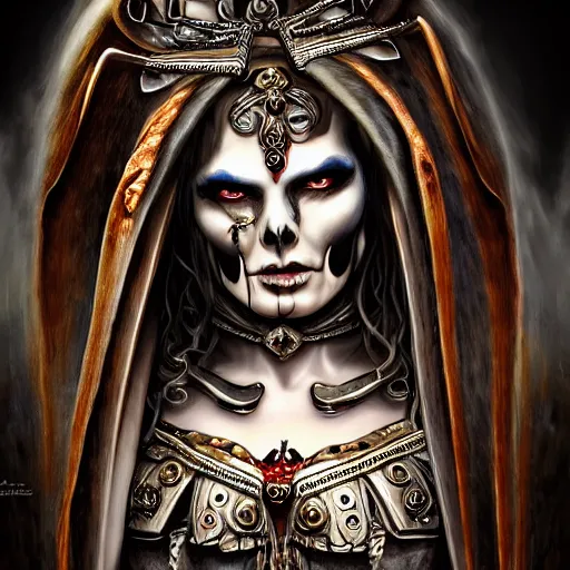 Prompt: candid photographic close up portrait, goddess of death, by anne stokes, photorealism, uhd - resolution, highly detailed