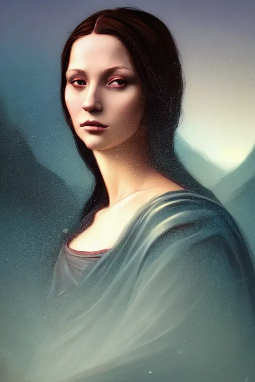 Image similar to beautiful portrait of a woman, negative no not mona lisa pose, gta v, stephen bliss, unreal engine, fantasy art by greg rutkowski, loish, rhads, ferdinand knab, makoto shinkai and lois van baarle, ilya kuvshinov, rossdraws, tom bagshaw, global illumination, radiant light, detailed and intricate environment