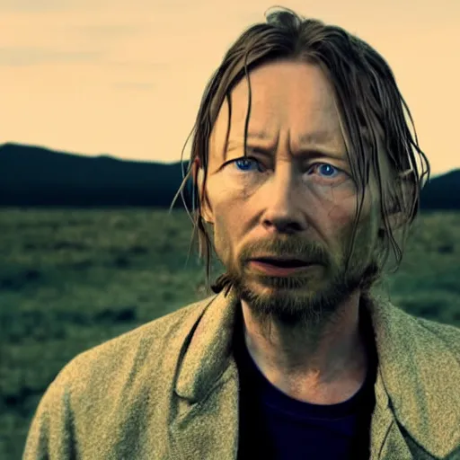 Image similar to Live Action Still of Thom Yorke in Breaking Bad, real life, hyperrealistic, ultra realistic, realistic, highly detailed, epic, HD quality, 8k resolution, body and headshot, film still