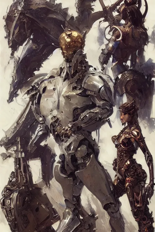 Image similar to portrait full body girl metal armor and metal horse poses by gaston bussiere, anna nikonova aka newmilky, greg rutkowski, yoji shinkawa, yoshitaka amano, moebius, donato giancola, geoffroy thoorens, concept art, trending on artstation, featured on pixiv, cinematic composition, 8 k