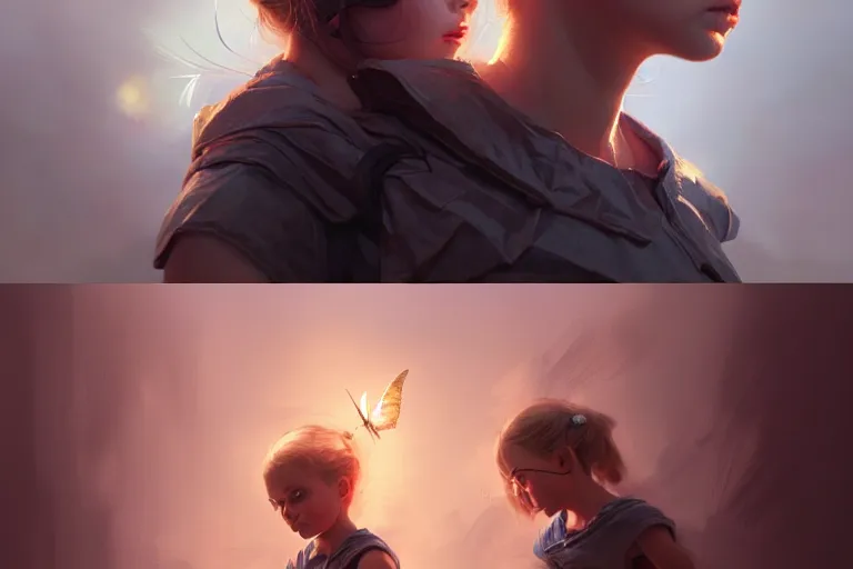 Prompt: metamorphosis of child becoming older adults, cinematic, highly detailed, digital painting, artstation, concept art, matte, sharp focus, illustration, art by artgerm and greg rutkowski