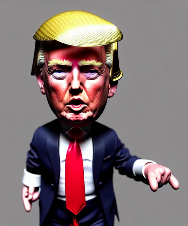 Prompt: hyperrealistic 3d model of Donald Trump as a doll, 8k octane beautifully detailed render, post-processing, extremely hyperdetailed, intricate, epic composition, cinematic lighting + masterpiece, trending on artstation, very very detailed, masterpiece, stunning