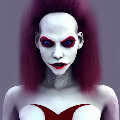 Image similar to a female vampire that looks like a futuristic nosfaratu, milky white skin, blood around the lips, delectable, edible, crusty around the eyes, found on artstation, eyes look dead, highly detailed, 8k,