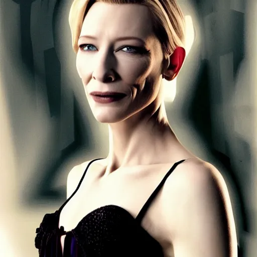 Image similar to cate blanchett , neo gothic, movie poster,