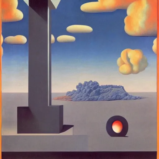 Prompt: the end of time, by Rene Magritte