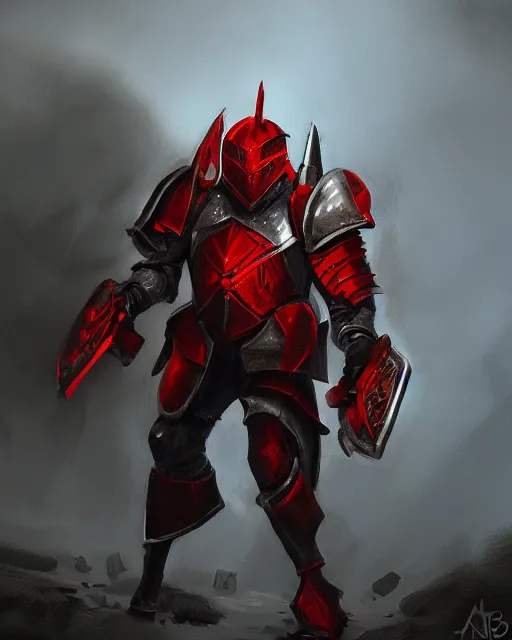 Image similar to knight armored in red, fantasy art, trending on artstation