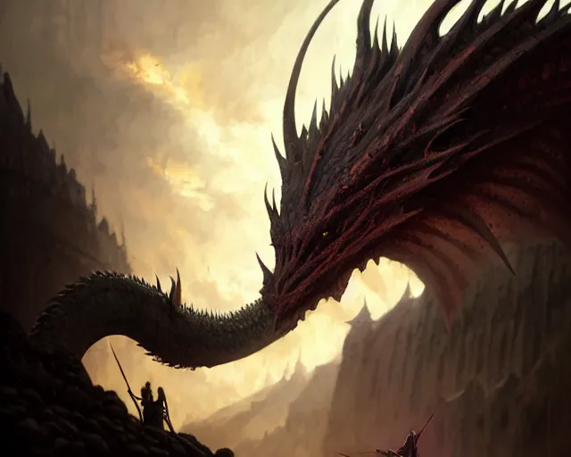 Image similar to highly detailed portrait of a fantasy dragon, in dragon ’ s dogma : dark arisen, stephen bliss, unreal engine, fantasy art by greg rutkowski, loish, rhads, ferdinand knab, makoto shinkai and lois van baarle, ilya kuvshinov, rossdraws, tom bagshaw, global illumination, radiant light, detailed and intricate environment