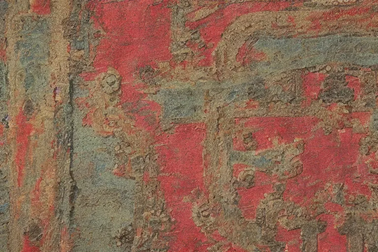 Prompt: 'Aztec Pigment 4k texture' Mixed Media on parchment, private collection, masterpiece