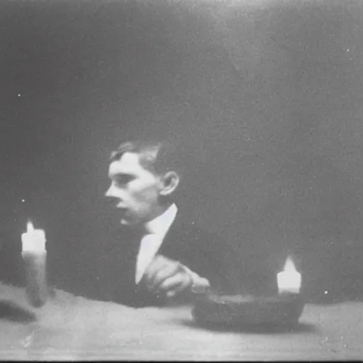 Image similar to creepy!!!!!!!!! 1920 photo taken during a séance showing a spirit medium manifesting ectoplasm