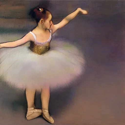 Prompt: a ballerina dancing by Edgar Degas as the world around her falls apart, ultra realistic, hyperrealistic, trending on artstation, hd, 8k