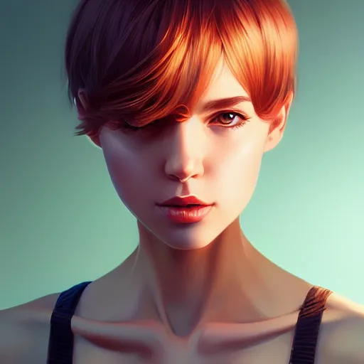 Image similar to a portrait of a beautiful model, art by ilya kuvshinov and wlop and artgerm and josan gonzalez, digital art, highly detailed, intricate, sharp focus, trending on artstation hq, deviantart, pinterest, unreal engine 5, 4 k uhd image