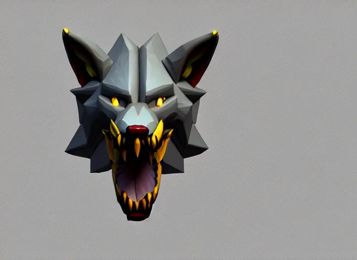 Image similar to wolf head, stylized stl, 3 d render, hearthstone style