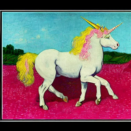 Image similar to pink fluffy unicorn by van gough