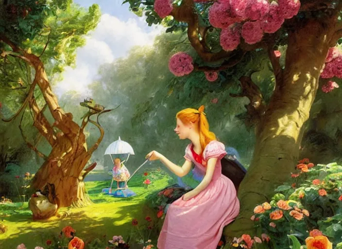 Image similar to clip art of alice in the wonderland by vladimir volegov and alexander averin and peder mørk mønsted and pierre auguste cot and raphael lacoste