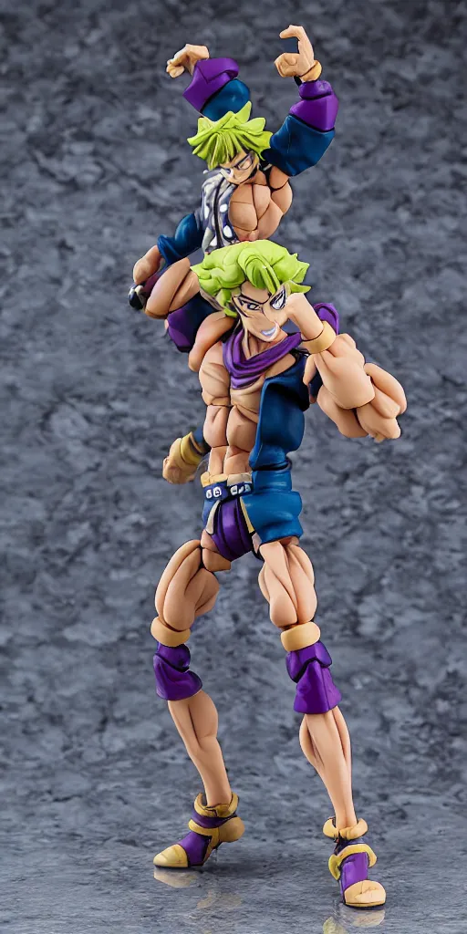 Prompt: bootleg toy of jojo bizarre adventure figure secondhand, cursed photography