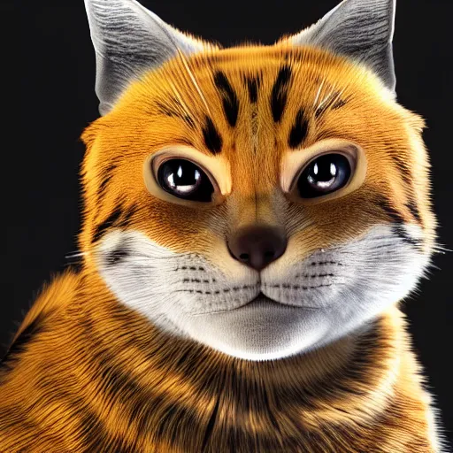 Image similar to still photo of catman, highly detailed, photorealistic portrait, bright studio setting, studio lighting, crisp quality and light reflections, unreal engine 5 quality render