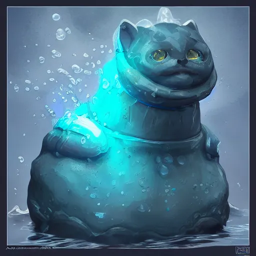 Image similar to water cat golem, digital art, trending on artstation