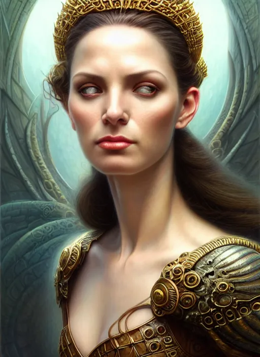 Image similar to portrait shot of attractive atlantian princess, realistic, professionally, professionally color graded, intricate, elegant, highly detailed, centered, digital painting, artstation, concept art, smooth, sharp focus, illustration, artgerm, tomasz alen kopera, peter mohrbacher, donato giancola, mucha, joseph christian leyendecker, wlop, boris vallejo