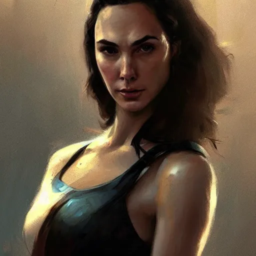 Image similar to “ portrait of gal gadot by greg rutkowski, young, attractive, highly detailed portrait, scifi, digital painting, artstation, concept art, smooth, sharp foccus ilustration, artstation hq ”