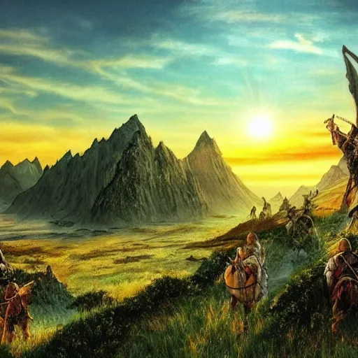 Image similar to beautiful sunset in middle-earth