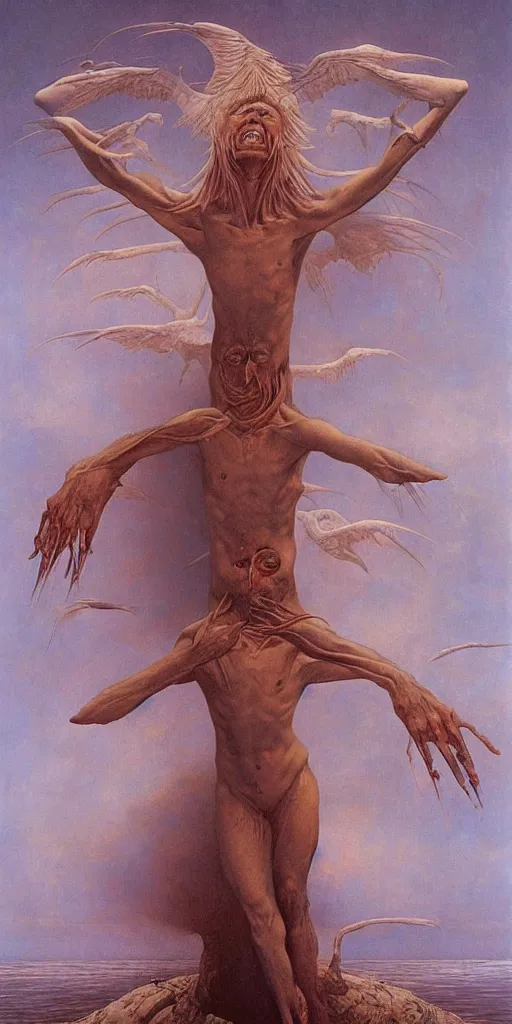 Image similar to an amazing masterpiece of art by gerald brom, Zdzisław Beksiński, ecstasy