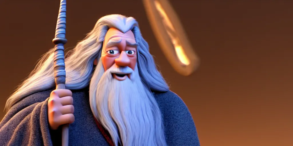 Prompt: a wholesome animation key shot of a gandalf the grey pixar and disney animation sharp render 3 d animated