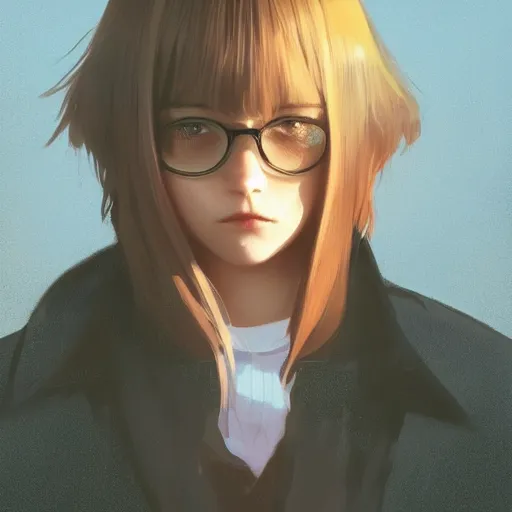 Prompt: ilya kuvshinov with long sky blue hair, gold eyes, boyish face, professional digital painting, concept art, award - winning photography, 8 k, cinematic, wlop, color block, in the background, art by greg rutkowski, pixiv art, yoshitaka amano