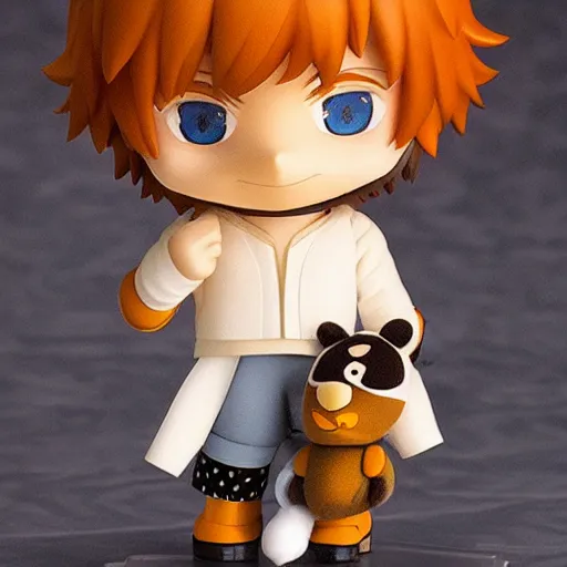 Image similar to ed sheeran as nendoroid with amonkey as nendoroid, kodak film