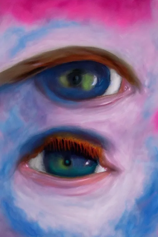 Image similar to a portrait of cotton candy eye joe, realistic, 4 k.