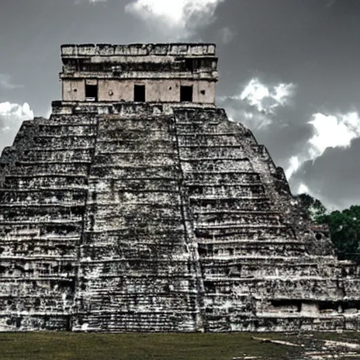 Prompt: Cyberpunk Mayan ruins