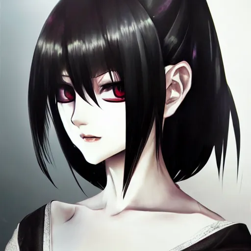 Image similar to heroine, beautiful, sui ishida with black hair art manga, hyperrealistic, highly detailed, a real photographic, digital art, 8 k, character, realistic, portrait, female samurai, symatrical, dark atmospheric lighting, artstation, symetric, lineart