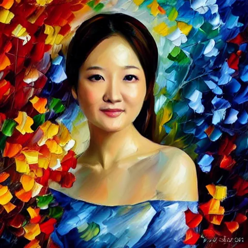 Prompt: a leonid afremov oil painting of zhang zi yi