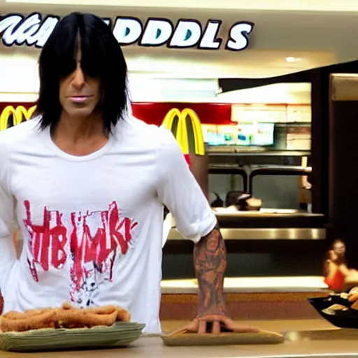 Image similar to criss angel mindfreak levitating over mcdonalds