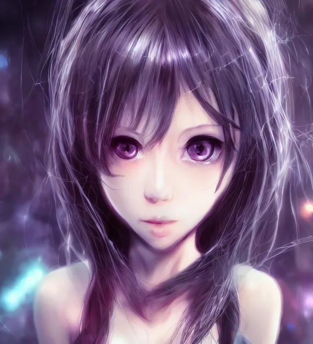 Image similar to hd 3 d anime portrait of a cute young girl complicated synaptic particles wires in frank miller jim lee style detailed cinematic depth of field trending award winning on flickr artstation