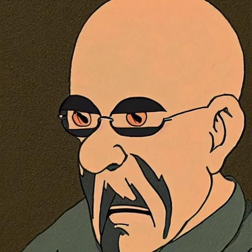 Prompt: bald man with a bright orange beard by studio ghibli, hayao miyazaki