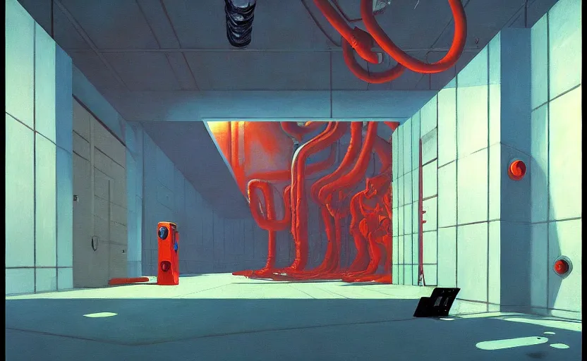 Image similar to Inside a Nuclear Reactor , very coherent, painted by Edward Hopper, Wayne Barlowe, painted by James Gilleard, airbrush, art by JamesJean