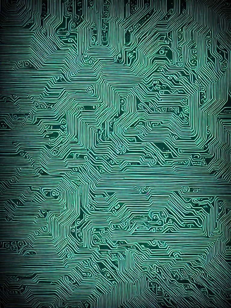 Prompt: neon lit printed circuit board by disney concept artists, blunt borders, rule of thirds