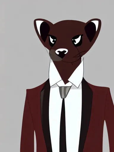 Prompt: beautiful furry art of ferret in a formal suit, high quality, detailed, digital art