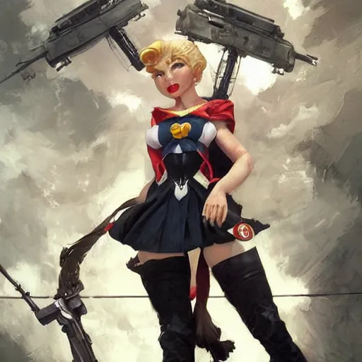 Prompt: portrait of a facist sailormoon, epic, tragic, military art, fantasy, dieselpunk, hd shot, digital portrait, beautiful, artstation, comic style, by artgerm, guy denning, jakub rozalski, magali villeneuve and charlie bowater