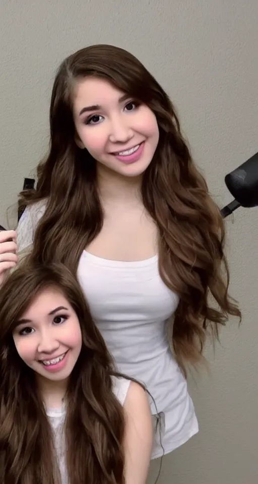 Image similar to pokimane is streaming, but there is a ghost behind her and she does not realize