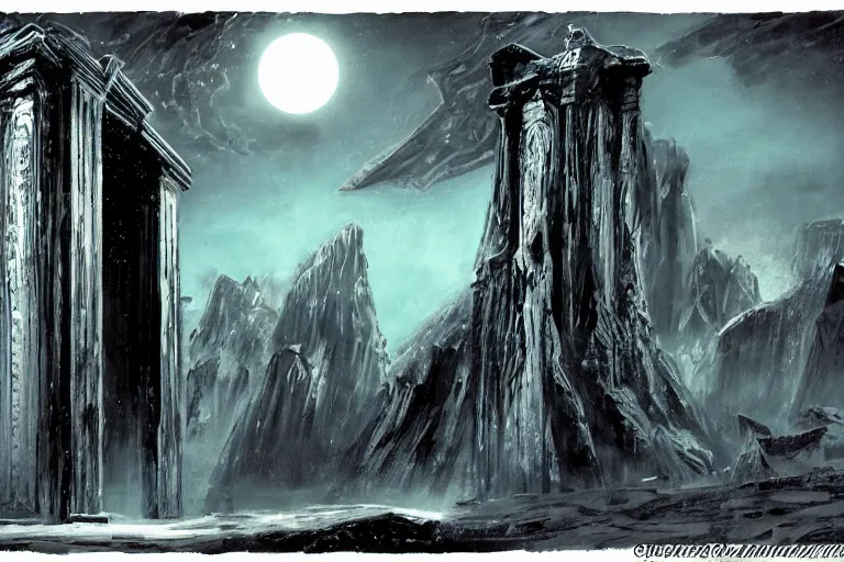 Image similar to Gates of Nyx in the style of John Avon