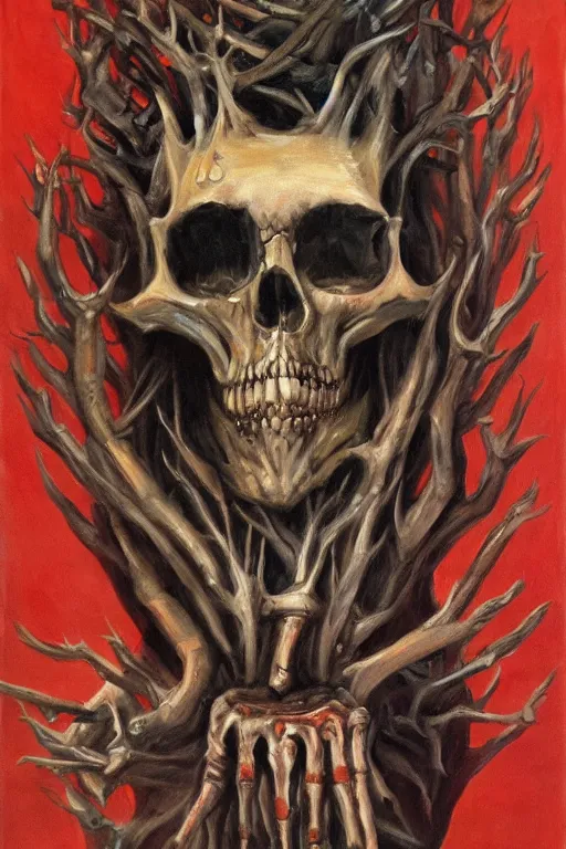 Image similar to lord of bones, oil painting