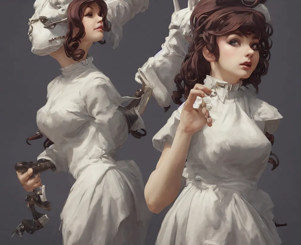 Image similar to female anthropomorphic sheep in maid outfit, realistic portrait, highly detailed, digital painting, artstation, concept art, smooth, sharp focus, illustration, cinematic lighting, art by artgerm and greg rutkowski and alphonse mucha and boris vallejo and frank frazetta