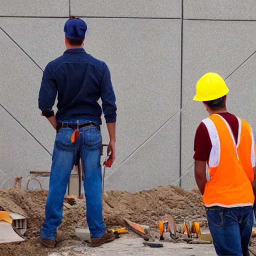 Prompt: A construction worker who forgot his helmet