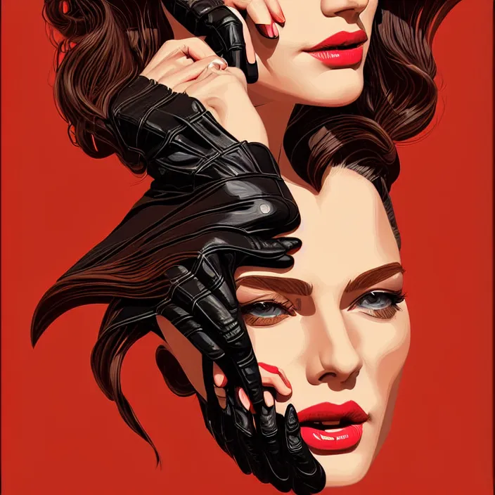 Image similar to woman in leather face portrait illustration, vector art style, medium shot, intricate, elegant, highly detailed, digital art, ffffound, art by jc leyendecker and sachin teng