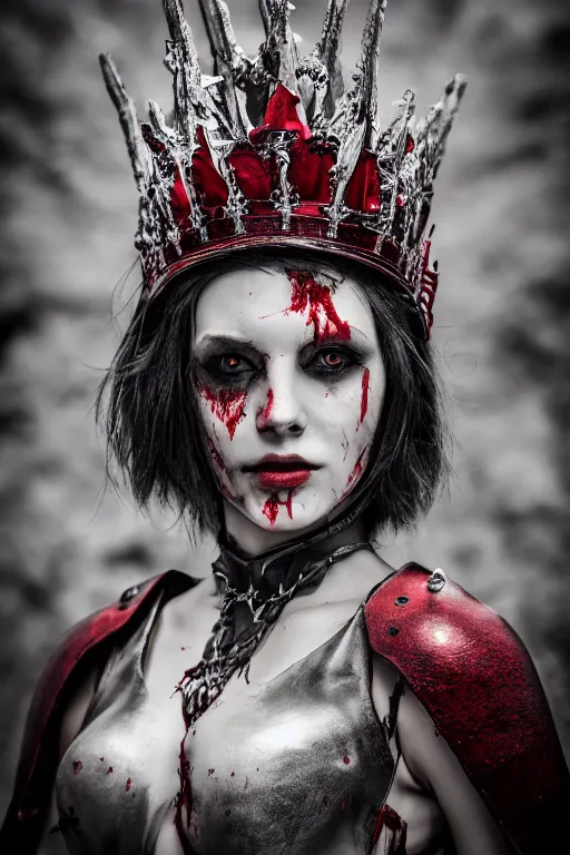 Image similar to the blood crown queen wear the scarlet armor, cinematic lighting, various refining methods, micro macro autofocus, ultra definition, award winning photo